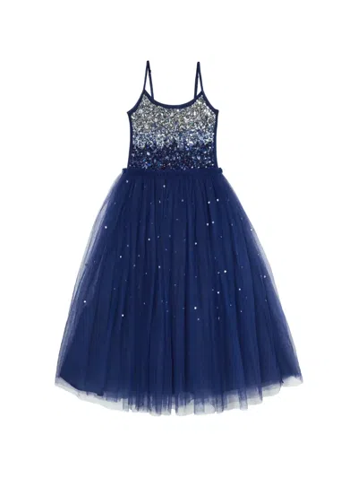 Tutu Du Monde Kids' Sequin-embellished Ruffled Tutu Dress In Blue