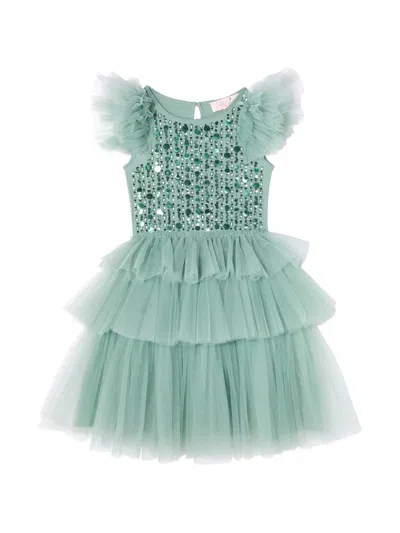 Tutu Du Monde Kids' Sequin-embellished Ruffled Tutu Dress In Green