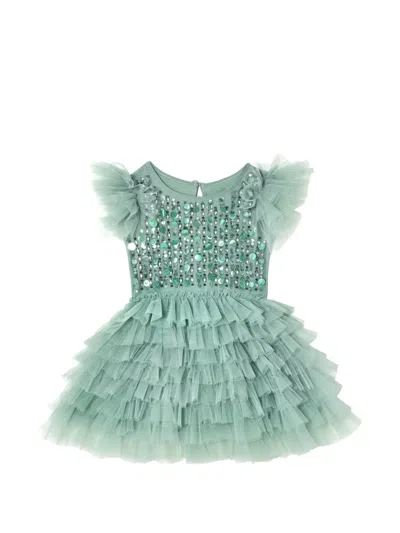 Tutu Du Monde Babies' Snowflake Shimmer Sequin-embellished Dress In Green