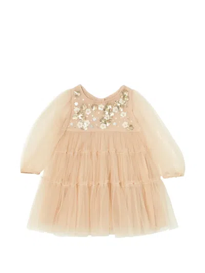 Tutu Du Monde Babies' Starlet Slopes Flower-appliqué Dress In Neutral
