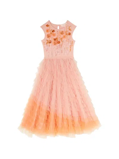 Tutu Du Monde Kids' Sunset Boulevard Ruffled Dress In Orange