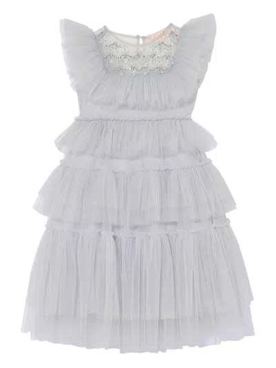 Tutu Du Monde Kids' Tea For Two Embellished Tiered Dress In Gray