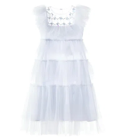 Tutu Du Monde Kids' Tea For Two Embellished Tiered Tulle Dress In Blue