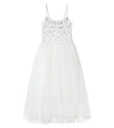 Tutu Du Monde Kids' Whispers Of The Deep Embellished Tulle Dress In White