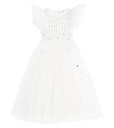 Tutu Du Monde Kids' White Wisteria Embellished Tulle Dress