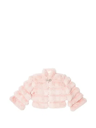 Tutu Du Monde Kids' Winter Wonderland Crystal-embellished Faux-fur Jacket In Pink