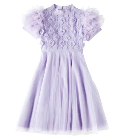 Tutu Du Monde Kids' Yasmin Embellished Floral Tulle Dress In Purple