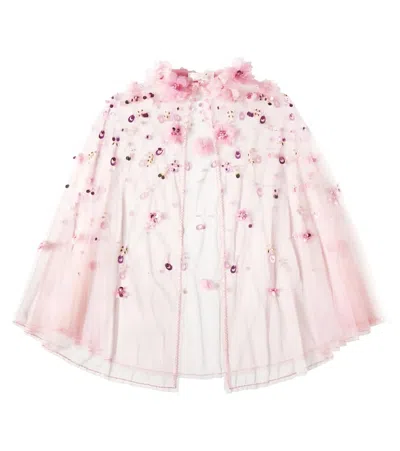 Tutu Du Monde Kids' Zahra Embroidered Tulle Cape In Pink