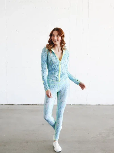 Tutublue Full Zip-front Rash Guard Swim Top In Blue