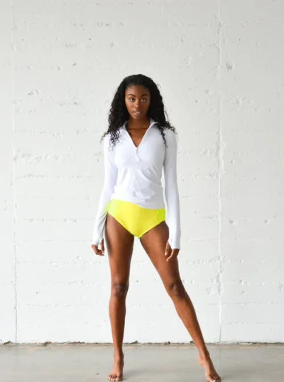 Tutublue Zip-front Rash Guard Swim Top In White