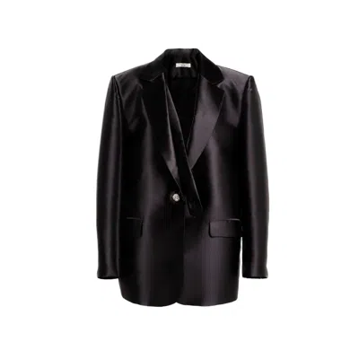 Tuva Collection Women's Black Taffeta Oversized Belted Blazer