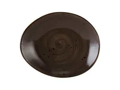 Tuxton Artisan Geode Ellipse Plate 10"x8-1/4"x1-3/4", 12 Pieces In Brown