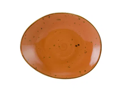 Tuxton Artisan Geode Ellipse Plate 10"x8-1/4"x1-3/4", 12 Pieces In Orange