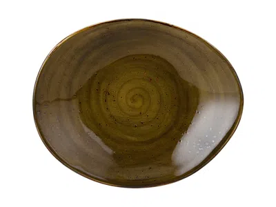 Tuxton Artisan Geode Ellipse Plate 12"x9-3/4"x2", 12 Pieces In Green