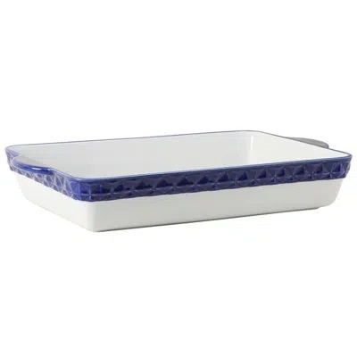 Tuxton Displaytux Casserole Rectangular 6-1/4qt 18-1/2"(16-1/2" W/o Handle)x11"x3" In Bright White,blue