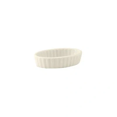 Tuxton Duratux 3-ounce Porcelain China Oval Creme Brulee Dish Set In Eggshell White