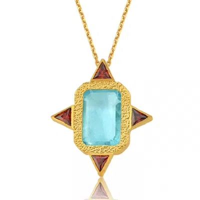 Tvento Men's Gold The Gemma Divina Aquamarine Necklace