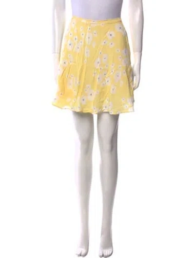 Pre-owned Tvf For Dvf Floral Print Mini Skirt In Yellow