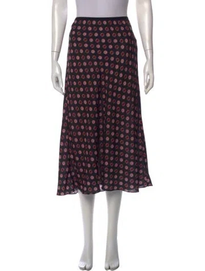 Pre-owned Tvf For Dvf Polka Dot Print Midi Length Skirt In Black