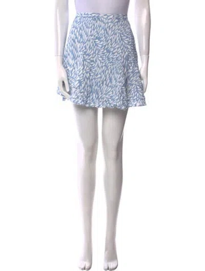 Pre-owned Tvf For Dvf Printed Mini Skirt In Blue