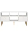 Tvilum 23.94" Wood 2 Drawer And 4 Shelf Tv Stand In White