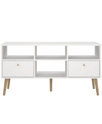 Tvilum 23.94" Wood 2 Drawer And 4 Shelf Tv Stand In White