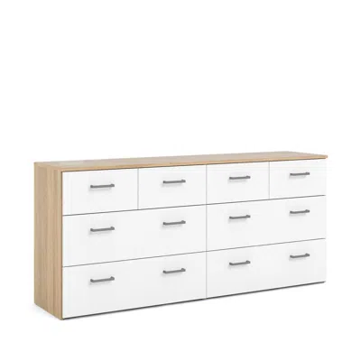 Tvilum 8 Drawer Double Dresser Oak Structure/white