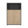 Tvilum Adjustable 3 Shelf Bookcase With 2 Doors, Open Storage Home Office Bookshelf In Brown