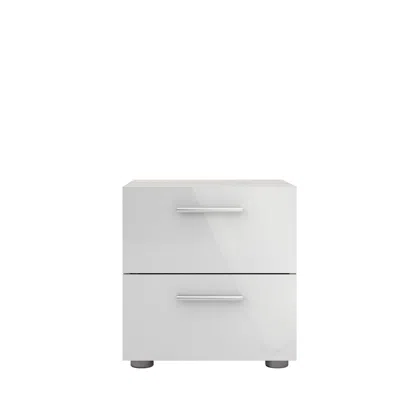 Tvilum Austin 2 Drawer Nightstand, Oak Structure/white High Gloss