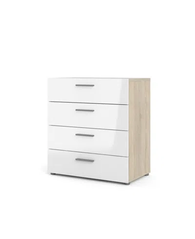 Tvilum Austin 4 Drawer Chest In Oak Structure,white High Gloss
