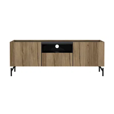 Tvilum Bergen Tv Stand With 2 Doors And 1 Drawer, Catania Oak / Matte Black In Brown