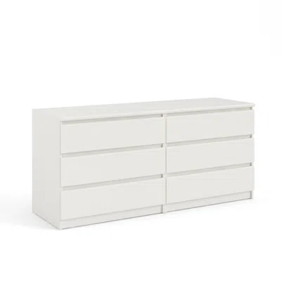 Tvilum Scottsdale 6 Drawer Double Dresser, White Wood Grain