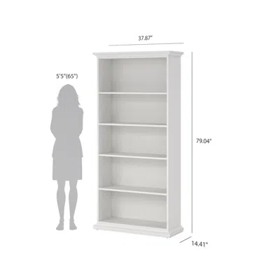 TVILUM TALL WIDE 5 SHELF BOOKCASE, WHITE