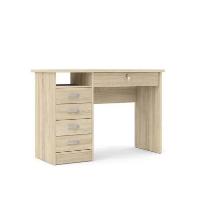 Tvilum Walden Desk With 5 Drawers, Oak Structure