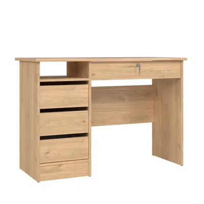 Tvilum Wescot Home Office Writing Desk With 4 Drawers And Open Shelf, Jackson Hickory