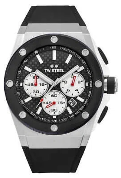Pre-owned Tw Steel Ceo Tech Chrono Steel Black Dial Silicon Date Quartz Mens Watch Ce4020