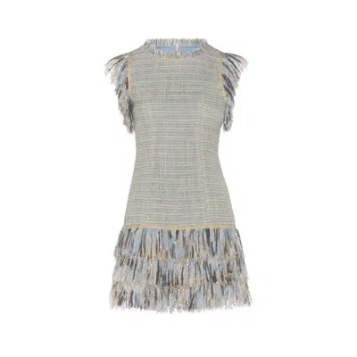 Tweedlabel Women's Audrey Tweed Mini Dress With Tassels In Gray