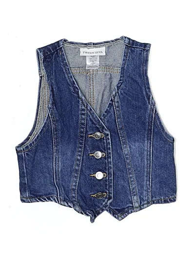 Pre-owned Tween Diva Kids' Denim Vest In Blue
