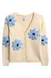 Tween Diva Kids' 3d Flower Cardigan In Multi