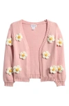 Tween Diva Kids' 3d Flower Cardigan In Pink