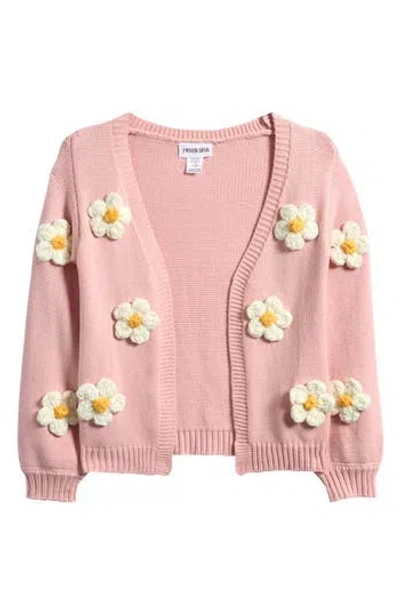 Tween Diva Kids' 3d Flower Cardigan In Pink