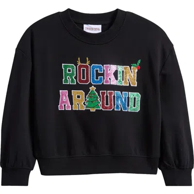 Tween Diva Kids' French Terry Rockin' Sweatshirt In Multi