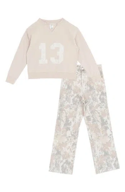 Tween Diva Kids' Graphic Sweatshirt & Camo Pants In Neutral
