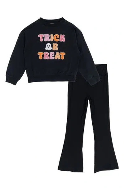 Tween Diva Kids' Halloween Trick Or Treat Sweatshirt & Sweatpants Set In Black