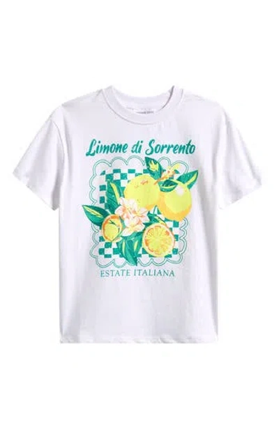 Tween Diva Kids' Limone Di Sorrento Graphic T-shirt In White