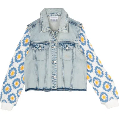 Tween Diva Kids' Open Stitch Denim Jacket In Blue