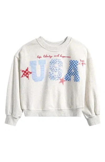 Tween Diva Kids' Usa French Terry Patchwork Sweatshirt In White