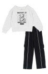 Tween Diva Kids' Varsity Bear Pullover & Cargo Pants Set In White