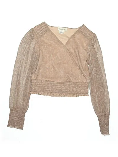Pre-owned Tween Diva Kids' Long Sleeve Blouse In Tan