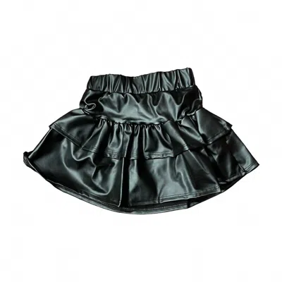 Tweenstyle Kids' Girl's Pleather Tiered Skirt In Black In Blue